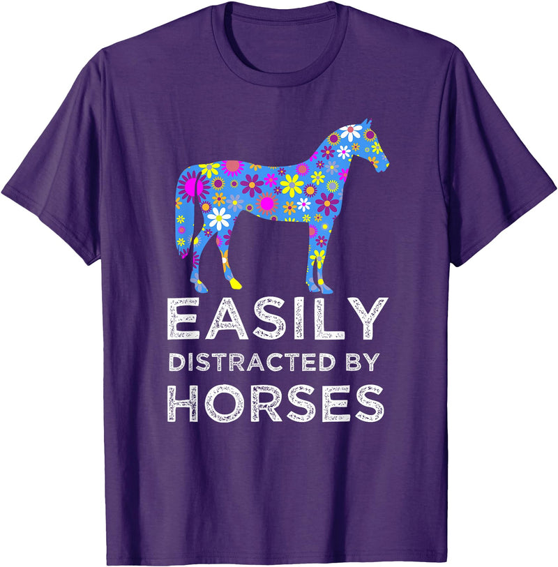 Cartba Horse Co. Funny Horse Lover Cute Floral T-Shirt - Purple