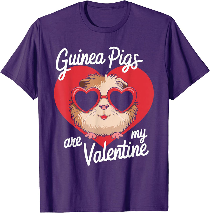 Funny Guinea Pig Lover Apparel for Kids Women Guinea Pigs Are My Valentine Cute Rodent Valentines Day T-Shirt - Purple