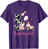 Milk Cow Print 5 Year Old Girl Birthday Gift 5th Birthday Outfit Girl 5 Year Old Farm Cow Chick Tractor T-Shirt - Purple