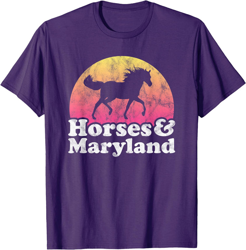Horses and Maryland Apparel Co Horse and Maryland Women or Girls Horses T-Shirt - Purple