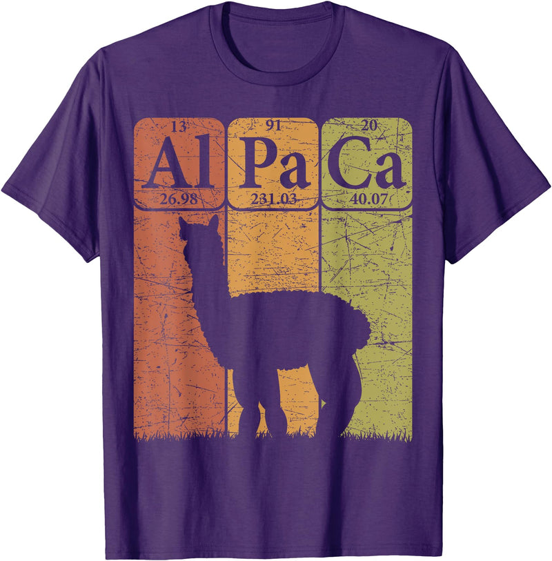 Alpaca Llama Periodic Chemistry Elements Retro Alpaca Periodic Table Elements Llama Alpaca Vintage T-Shirt - Purple