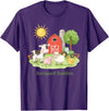 Little Barnyard Farm Apparel For Toddler & Kids Barnyard Buddies Cute Cow Sheep Pig Hen On The Farm Barnyard T-Shirt - Purple
