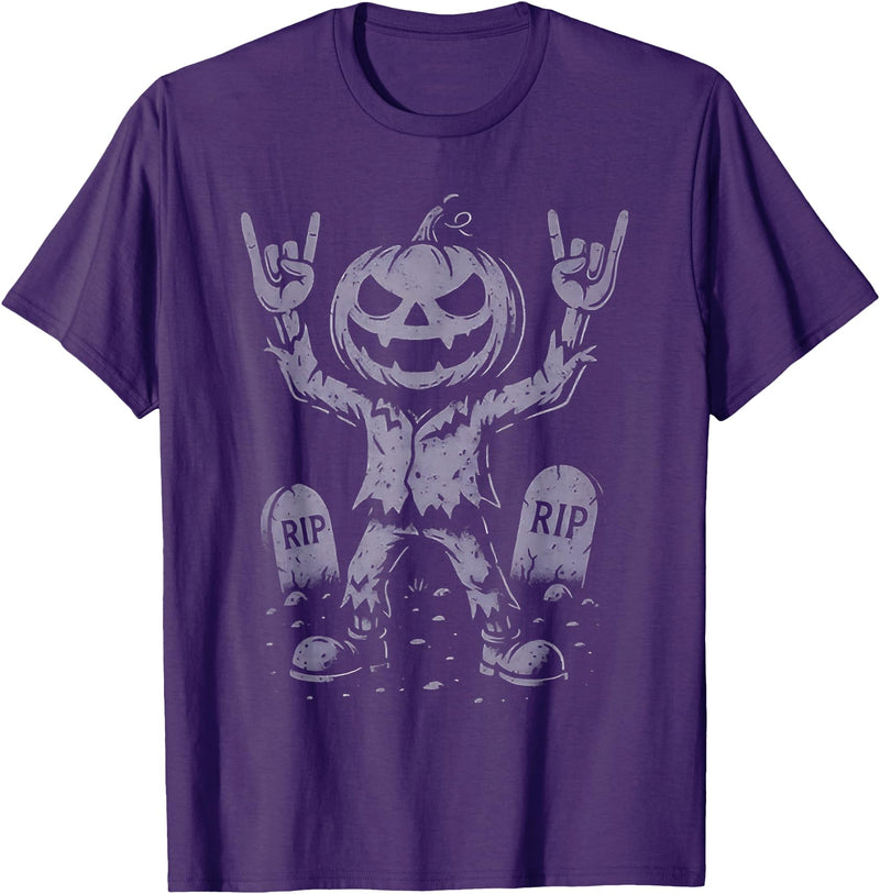 Funny El Rocker Pumpkin Tee Shirt El Rocker Pumpkin T-Shirt - Purple