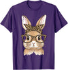Easter Bunny Leopard Glasses Bandana Rabbit Women Girls Kids T-Shirt in Purple