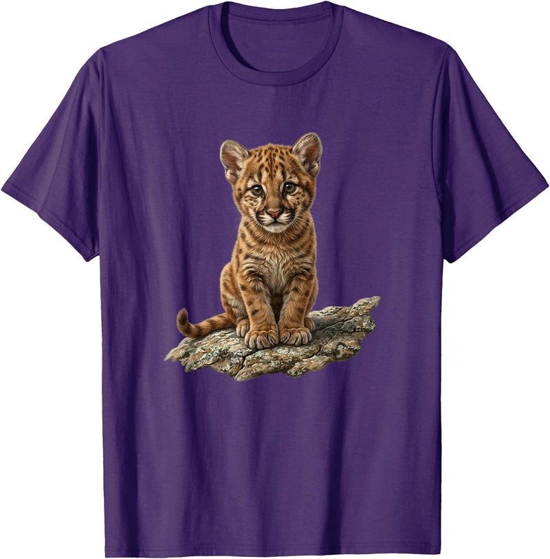 Cute Cougar & Mountain Lion Apparel Cute Mountain Lion Cub Cougar T-Shirt - Purple
