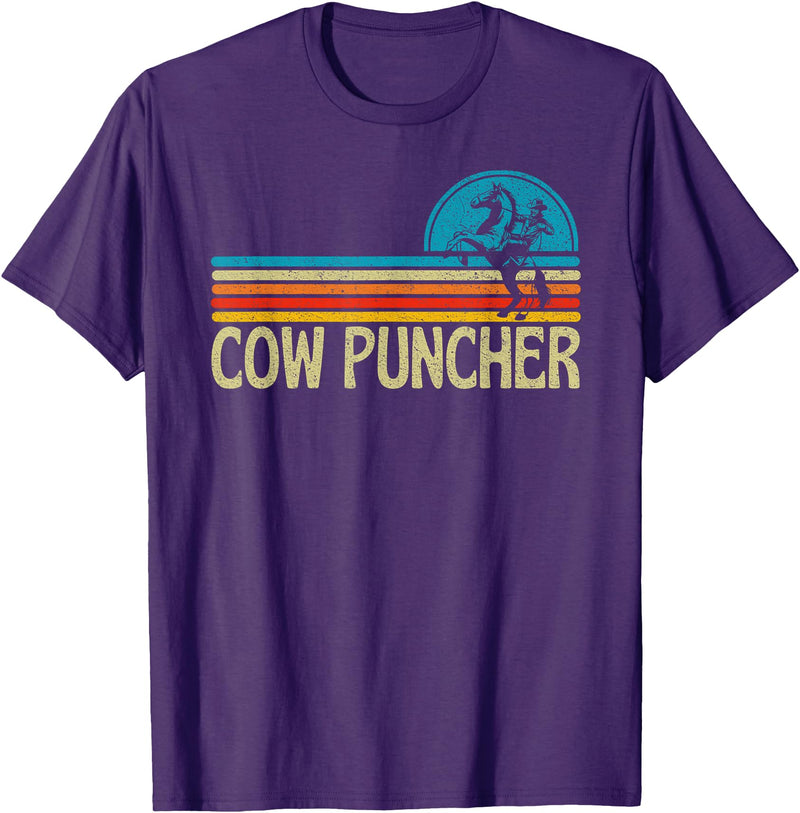 Cow Puncher Cowboy Graphic Funny Western Cow Puncher Cowboy Country T-Shirt - Purple