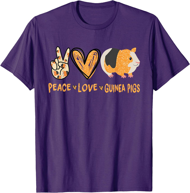 Funny Guinea Pig Lover Peace Love Guinea Pigs Cute Guinea Pig Lover T-Shirt - Purple