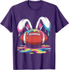 Funny Easter Football Bunny Ears Paint Ice Cream Drip Rabbit T-Shirt in Purple