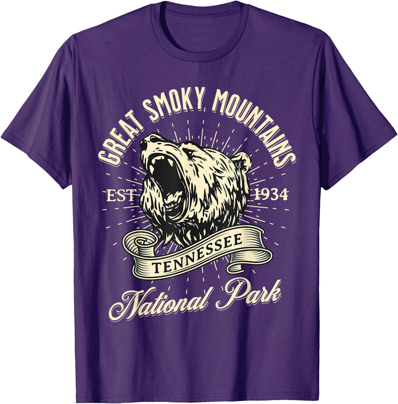 Great Smoky Mountains National Park Tennessee USA Great Smoky Mountains National Park Tennessee Bear Hike T-Shirt - Purple