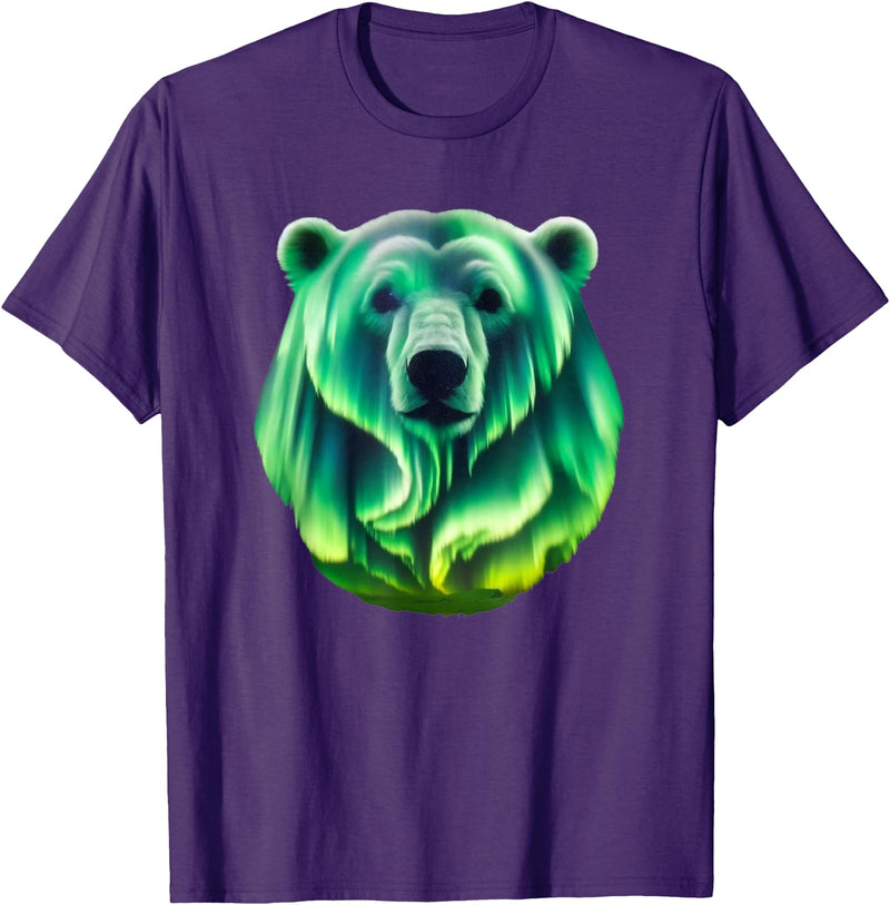 Northern Lights Polar Bear Clothes Aurora Borealis Alaska Northern Lights Polar Bear T-Shirt - Purple