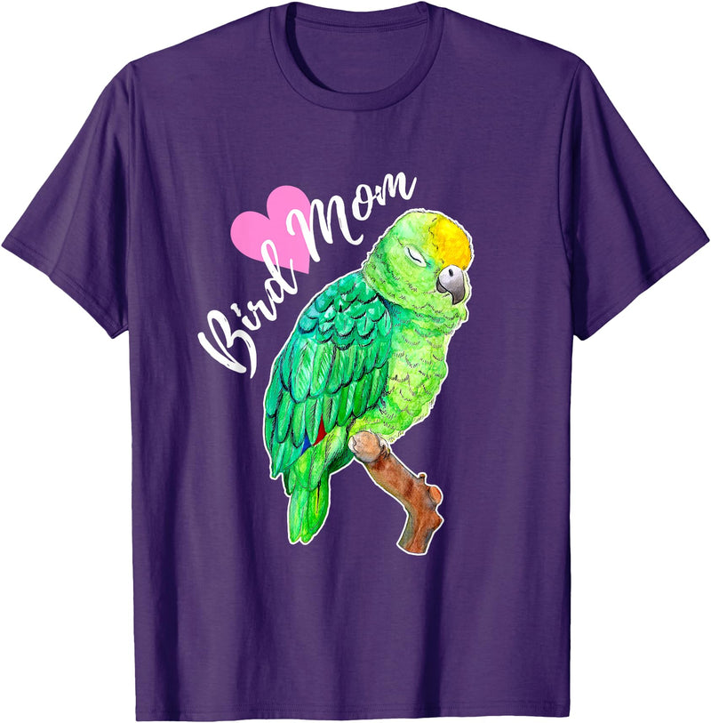 Parrot and Pet Bird Owners Amazon Parrot Lover Bird Mom Watercolor T-Shirt - Purple