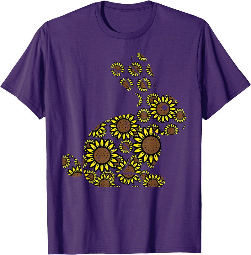 Easter Sunflower Bunny Rabbit Vintage Flower Women Girls Kid T-Shirt in Purple