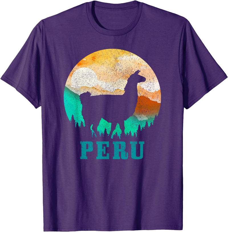 Peru Apparel Co. Peru Llama Alpaca Peruvian Roots Pride Vintage Peru T-Shirt - Purple