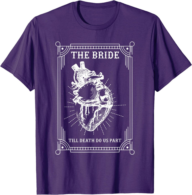 Bride Groom Wedding Bachelorette Halloween Gothic Halloween Bride Groom Wedding Bachelorette Party T-Shirt - Purple