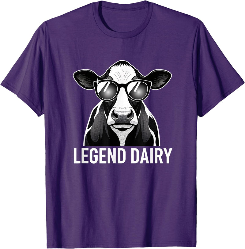 Farmstead Legends Legend Dairy, Cool Cow with Sunglasses T-Shirt - Purple