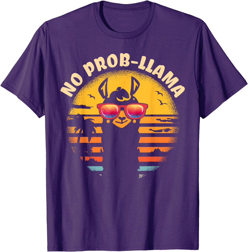 Retro No Prob-Llama & Alpaca Lover Gifts Retro NO Prob-Llama Gift - Vintage Llama Alpaca T-Shirt - Purple