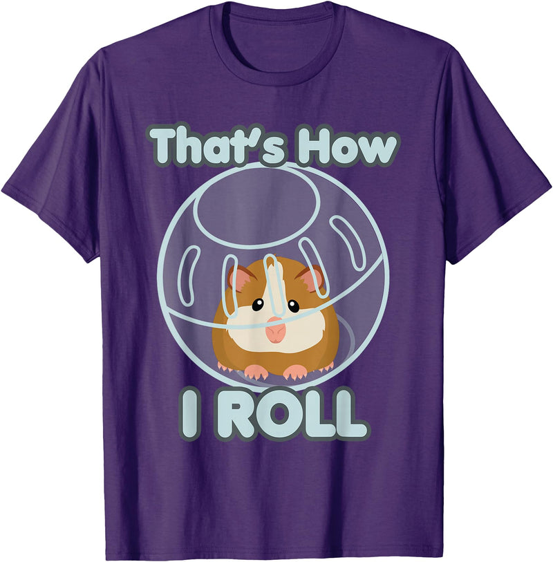 Cute Funny How I Roll Hamster Ball Cartoon T-Shirt T-Shirt - Purple