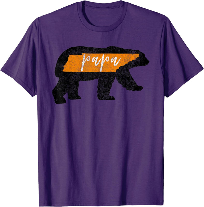 Tennessee State Flag and Home Vintage Shirt Co. Mens Papa Bear Tennessee State Flag Vintage Dad Shirt T-Shirt - Purple