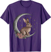 Vintage Bunny on the Moon Cute Goth Easter Rabbit T-Shirt in Purple
