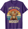 Just A Little Moody Funny Cow Tee Highland Cow Vintage Flower Funny Farm Farmer T-Shirt - Purple