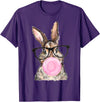 Cute Bunny Glasses Bubblegum Easter Day Girls Kids Boys T-Shirt in Purple