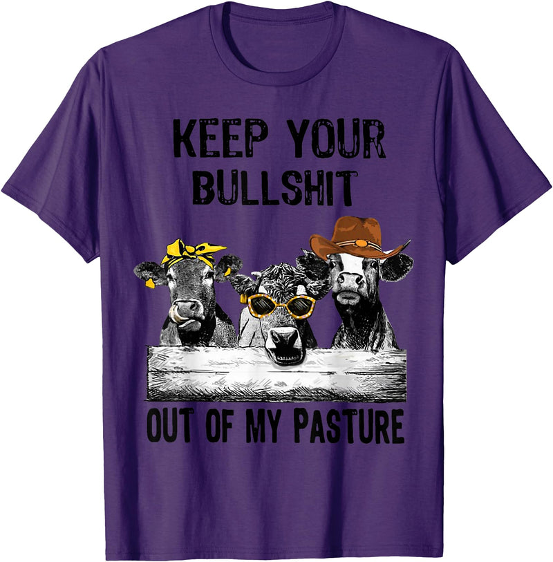Funny Cow Heifer Shirt TATtee Keep Your Bullshit Out of My Pasture Funny Cow Heifer Shirt T-Shirt - Purple