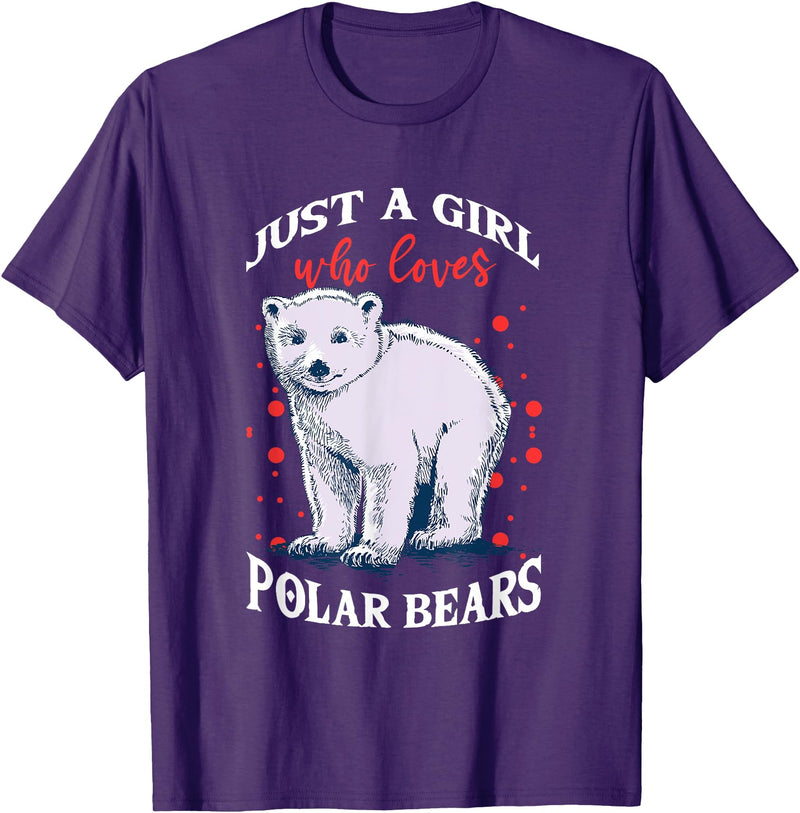 Just A Girl Who Loves Gifts & Apparels Cute Polar Bears Just A Girl Who Loves Polar Bears T-Shirt - Purple