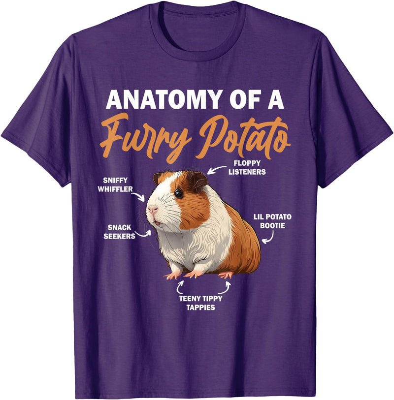 Guinea Pig Lovers Guinea Pig Tees Guinea Pig Shirt Anatomy Of A Furry Potato Guinea Pig Funny T-Shirt - Purple