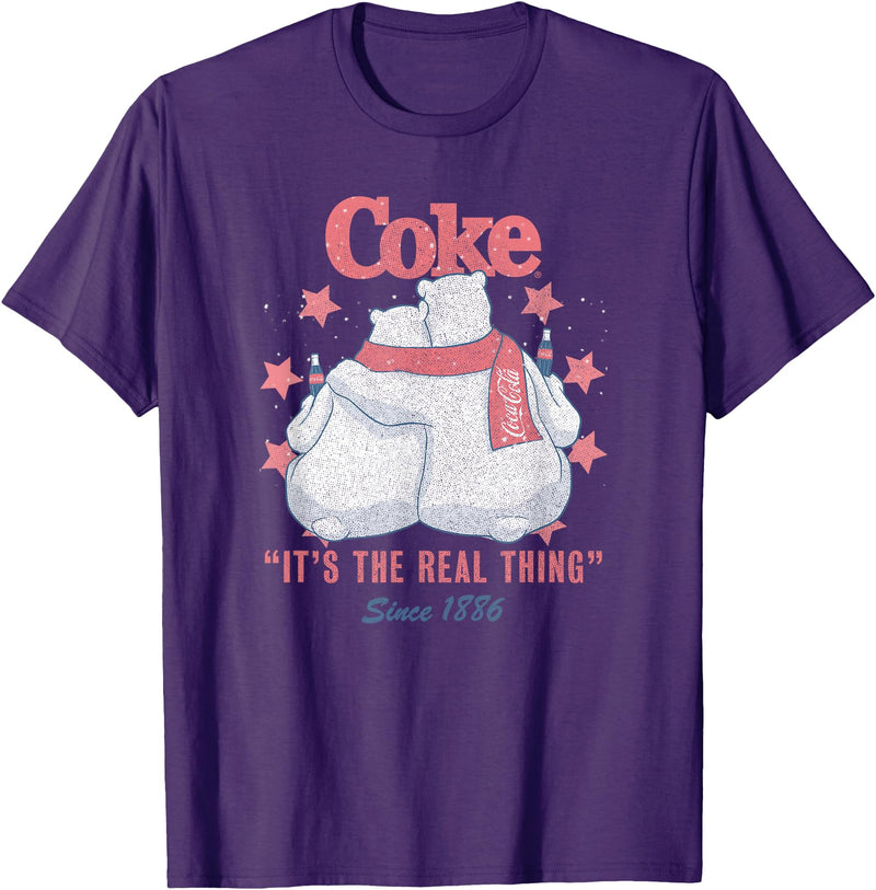 Coca-Cola Fourth of July Polar Bears Real Thing T-Shirt - Purple