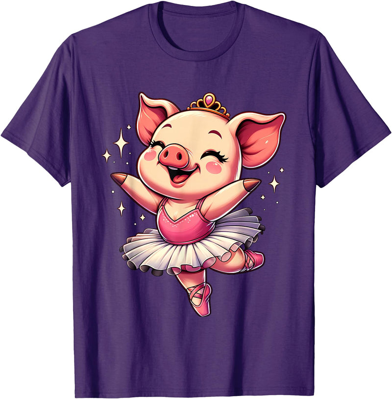 Pig Ballet Dancer Ballerina Pig Dancing T-Shirt - Purple