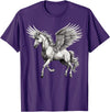 Cool Style Pegasus Majestic Winged Horse Mythology Fantasy Art T-Shirt - Purple