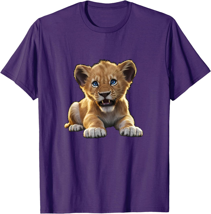 Lion Cubs Cute Lion Shirt Lions Lovers Gifts Lion Cub Angry Lion Lovers Lion Shirt Boys Girls Male Lions T-Shirt - Purple