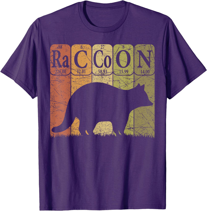 Raccoon Periodic Chemistry Elements Retro Racoon Raccoon Periodic Table Elements Racoon Nerd Vintage T-Shirt - Purple