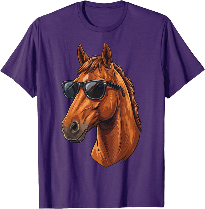 Cowboy Cowgirl Sunglasses Equestrian Rider Girl Horse Sunglasses Horse Riding T-Shirt - Purple