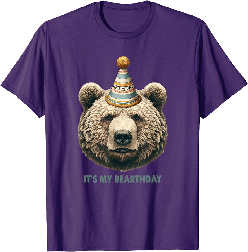 Love bears bear mom bear dad Funny Hiking Camping Birthday It's My Birthday Cute Grizzly T-Shirt - Purple