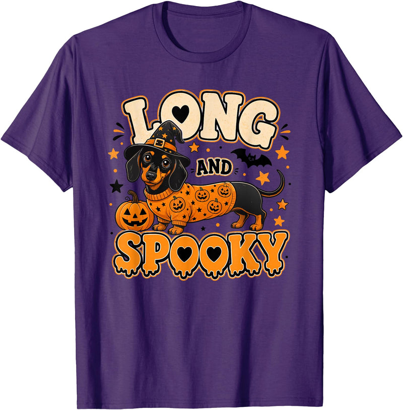 Spooky Dachshund Halloween Dog Lovers Long and Spooky Dachshund Halloween Dog T-Shirt - Purple
