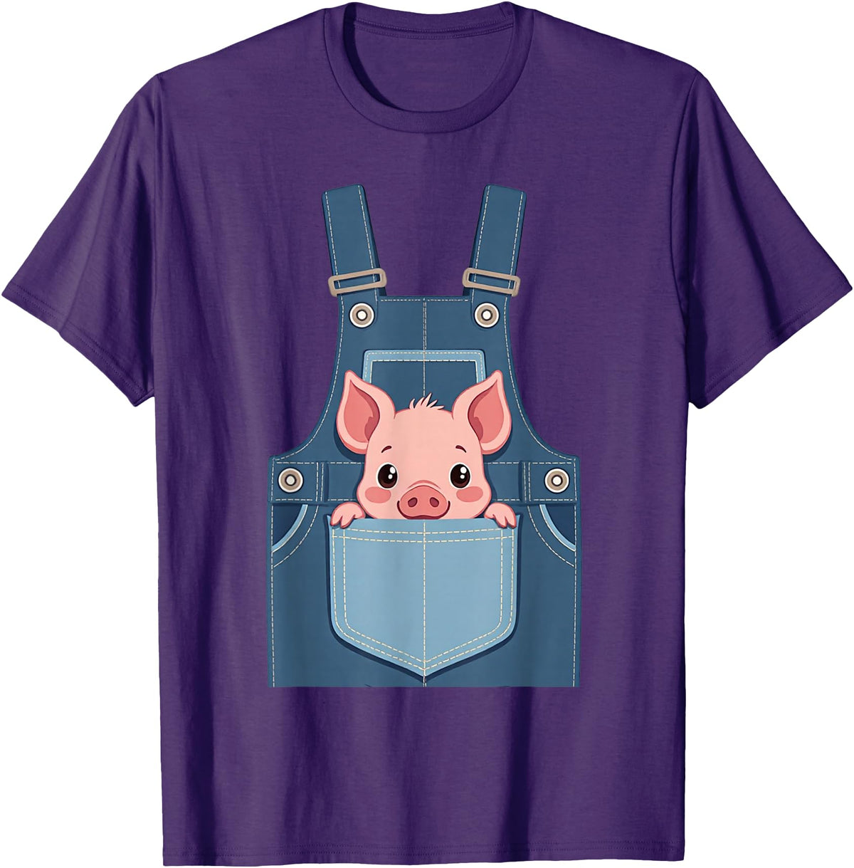 Pig Farm Animal Costumes Pig Costume - Funny Farmer, Pocket, Farm, Women, Men, Kids T-Shirt - Purple