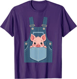 Pig Farm Animal Costumes Pig Costume - Funny Farmer, Pocket, Farm, Women, Men, Kids T-Shirt - Purple