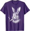 Smoking Rabbit Cigarette Bunny Funny Meme Stupid Brainrot T-Shirt in Purple