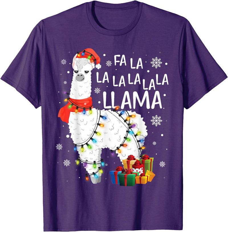 Funny Fa La La Llama Christmas Shirt FA La La Llama Christmas Funny Lllama Lover Xmas Pajamas T-Shirt - Purple