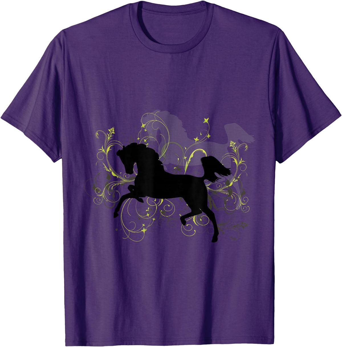 NickerStickers Leaping Arabian Horse with Pretty Flourish T-Shirt - Purple