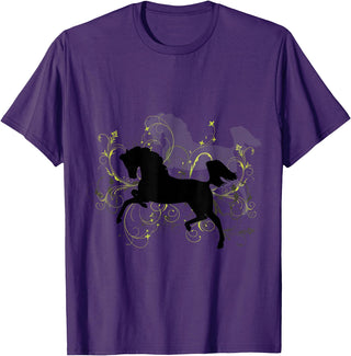 NickerStickers Leaping Arabian Horse with Pretty Flourish T-Shirt - Purple