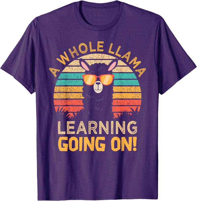 Students & Teachers Designs. A Whole Llama Learning Going on! Students and Teachers T-Shirt - Purple
