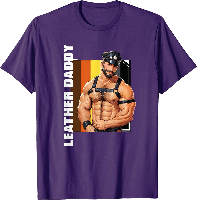 Vintage Gay Bear Pride & Dom Queer Top Retro Gay Daddy Leather Gay Biker - Bear Bearded Gay Pride T-Shirt - Purple