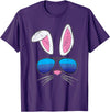 Easter Bunny Sunglasses Cute Rabbit Face Spring T-Shirt in Purple