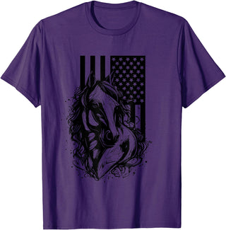 BASBO American Flag Horseback Riding Apparel - Horse T-Shirt - Purple