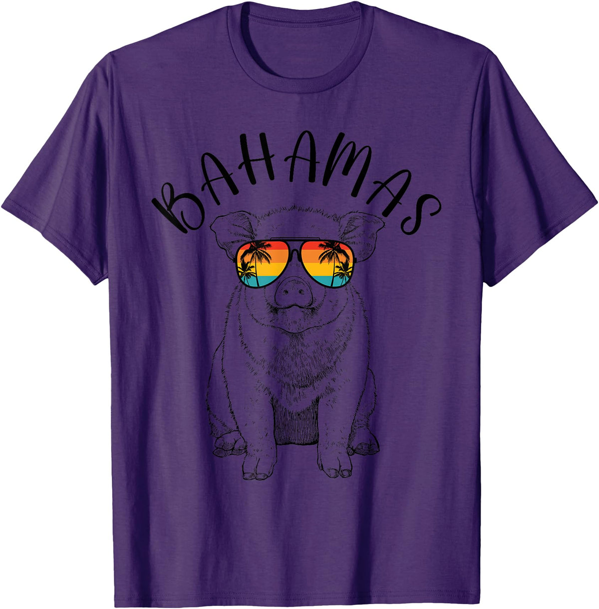 Funny Swimming Pigs It's Better in the Bahamas Bahamas Pig Bahamas Souvenir Family Vacation Trip T-Shirt - Purple