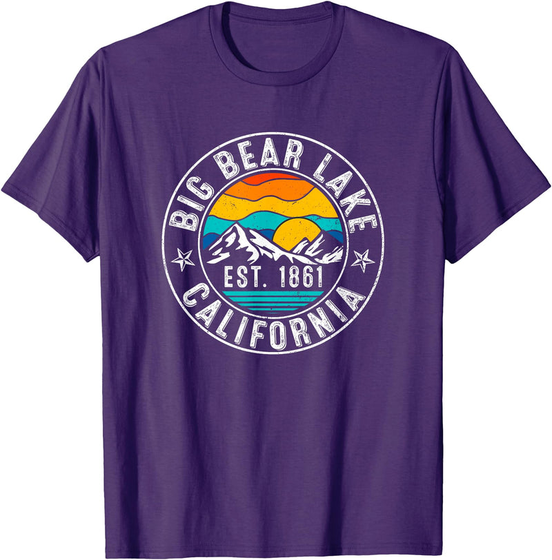 Vintage Style Big Bear Lake Retro 70s 80s Big Bear Lake California CA T-Shirt - Purple