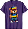 Ukrainian Teddy Bear Breakdance Rapper Ukrainian Flag Teddy Bear Ukraine Hip Hop T-Shirt - Purple