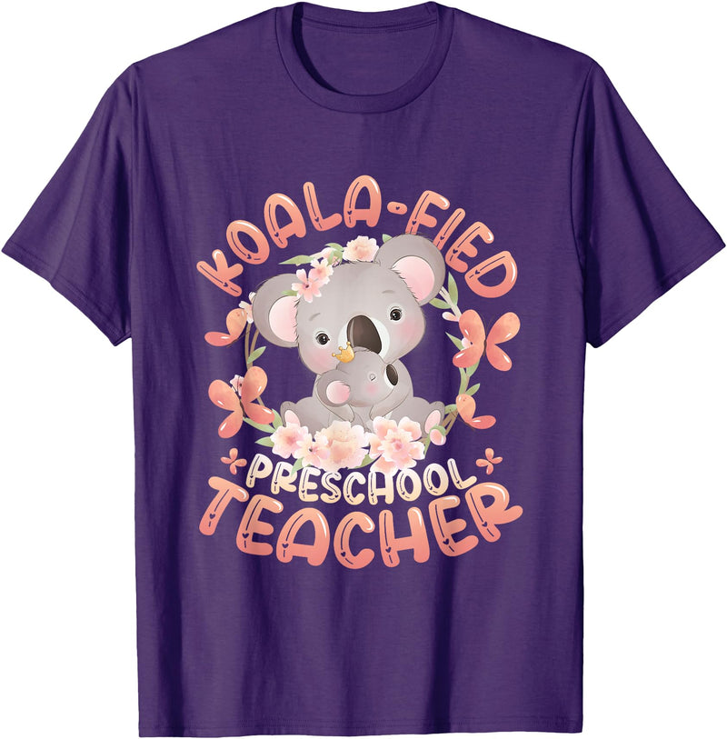 Preschool Teacher Gifts Koala-Fied Koala Proud Preschool Teacher T-Shirt - Purple
